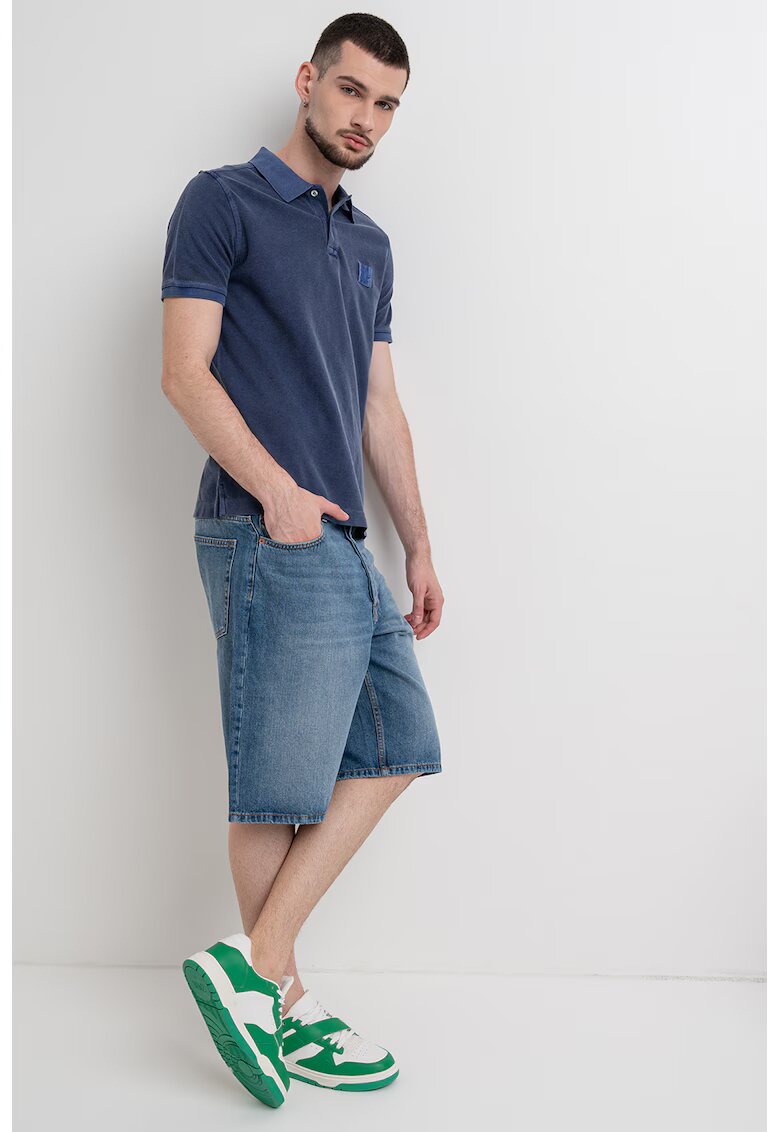 United Colors Of Benetton Tricou polo cu logo - Albastru inchis