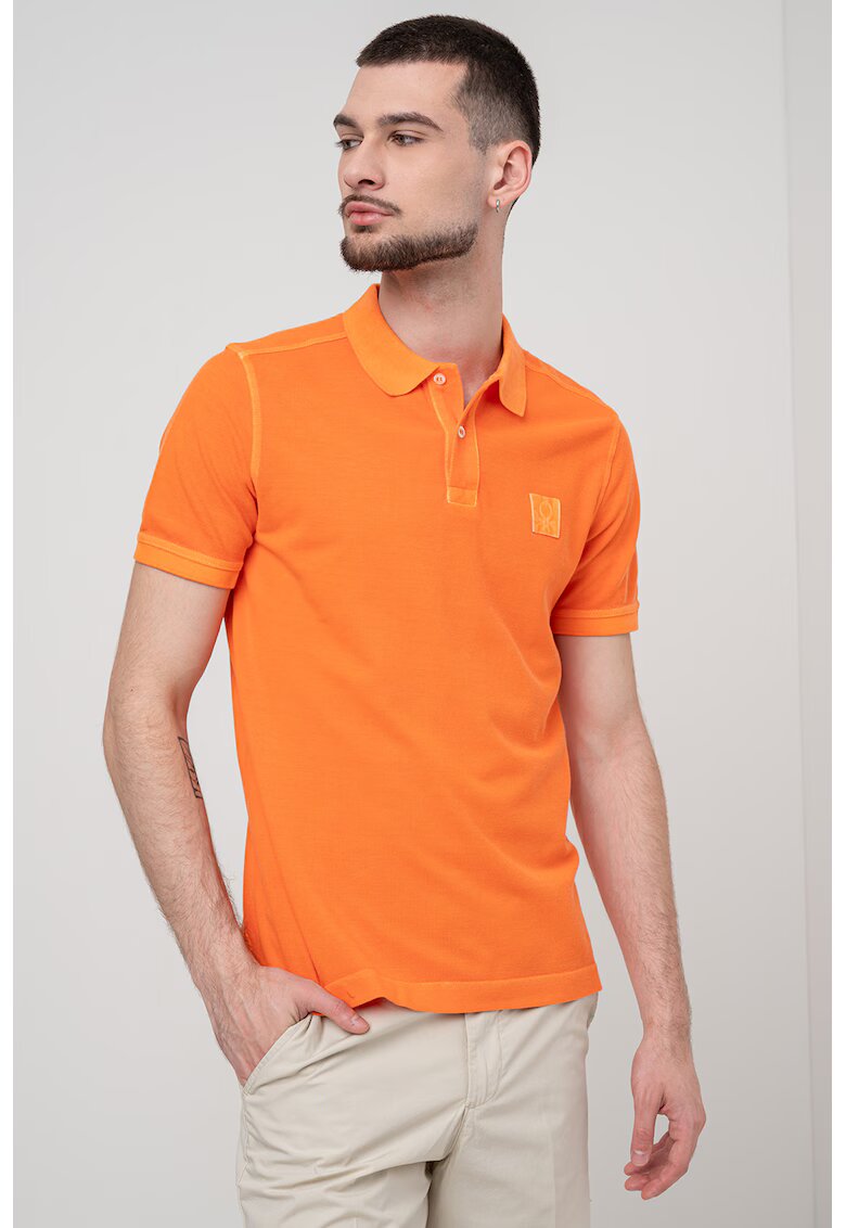 United Colors Of Benetton Tricou polo cu logo - Portocaliu mandarina