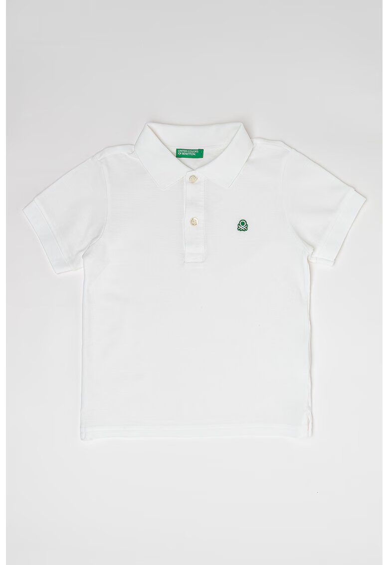 United Colors Of Benetton Tricou polo de bumbac pique - Alb
