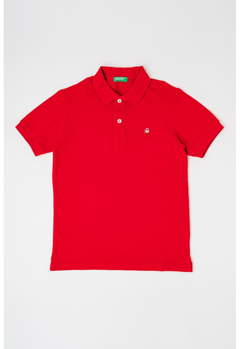 United Colors Of Benetton Tricou polo din bumbac pique cu aplicatie logo discreta - Rosu