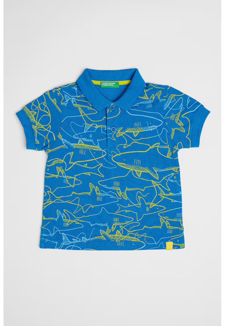 United Colors Of Benetton Tricou polo relaxed fit de bumbac - Albastru royal/Verde lime