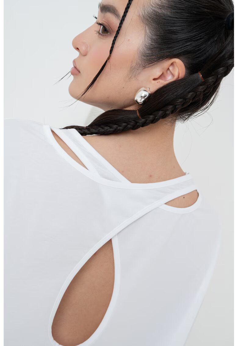 United Colors Of Benetton Tricou supradimensionat cu decupaje pe partea din spate - Alb optic