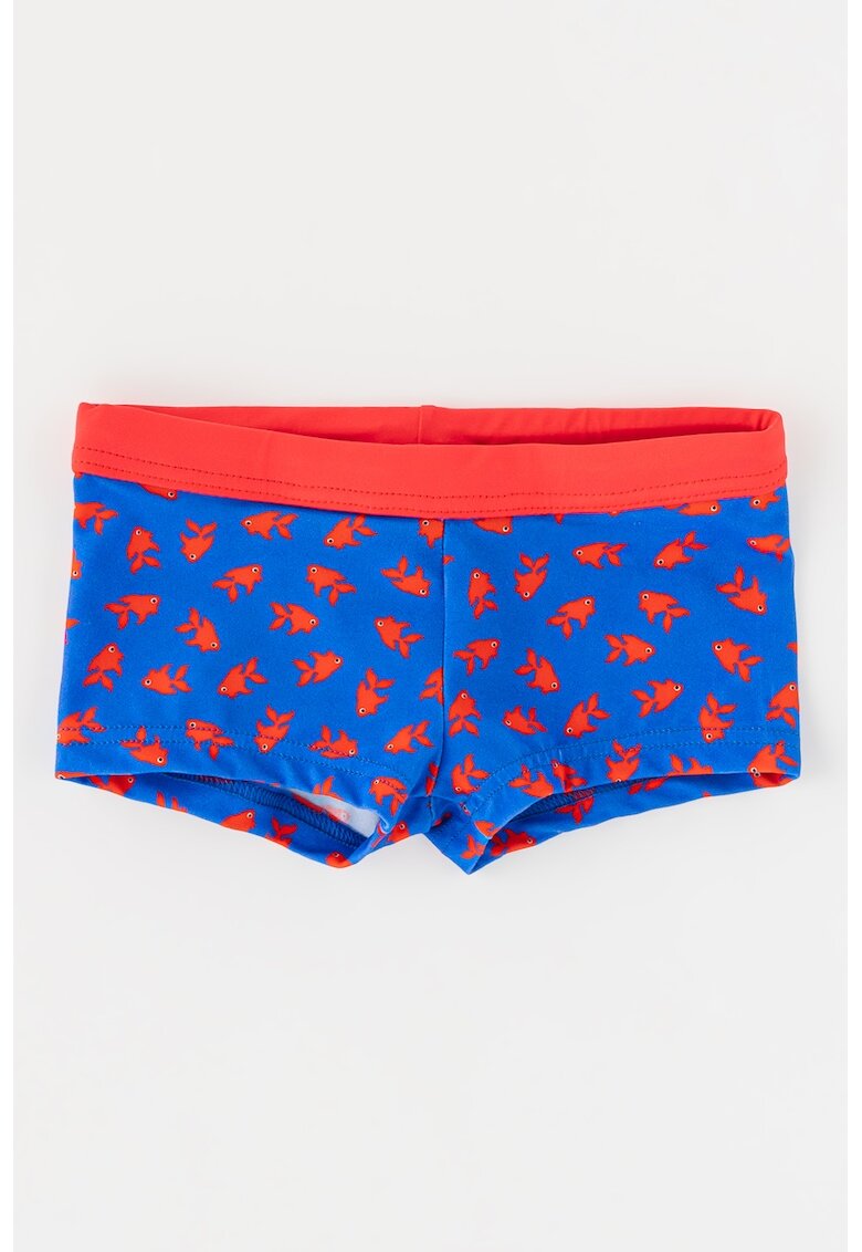 United Colors of Benetton Underwear Pantaloni scurti de baie cu model cu pesti - Rosu/Albastru indigo