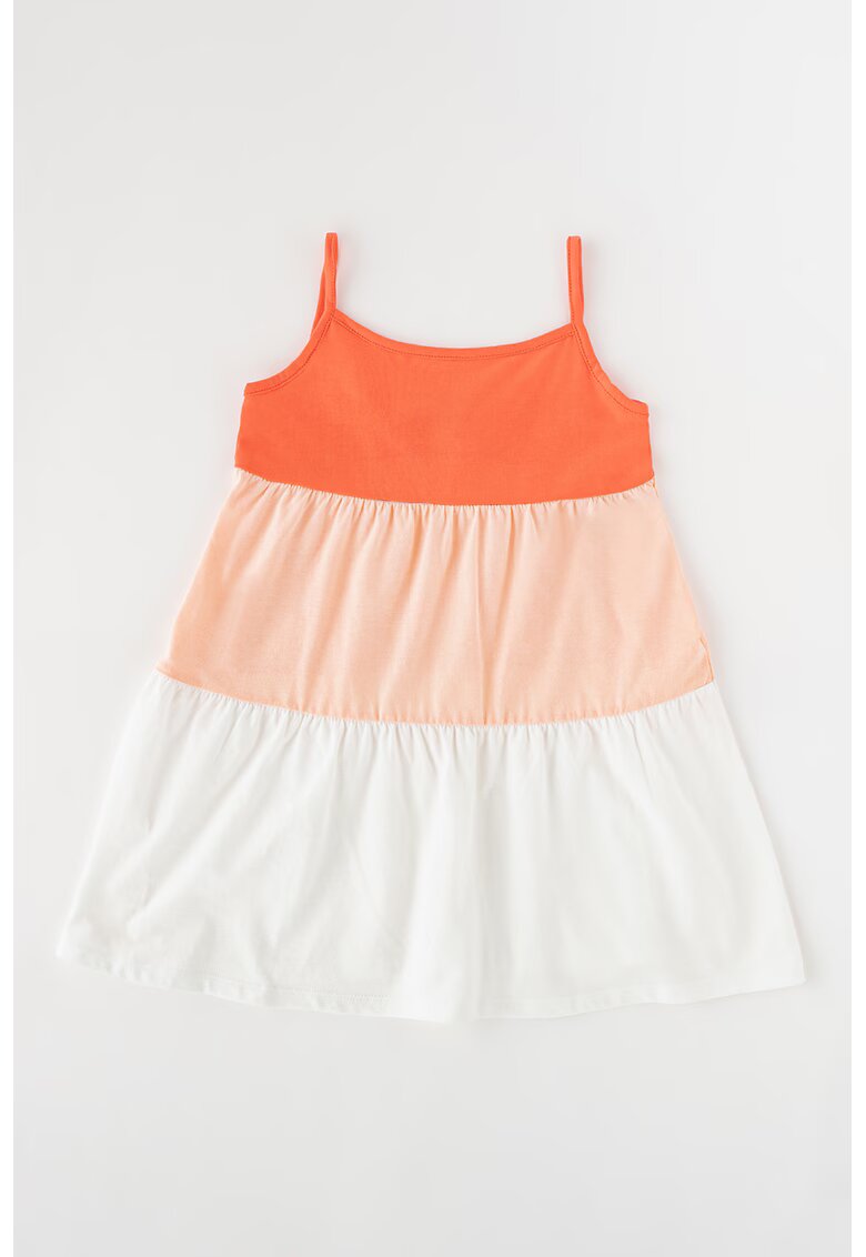 United Colors of Benetton Underwear Rochie de plaja cu model colorblock - Alb/Coral/Piersica