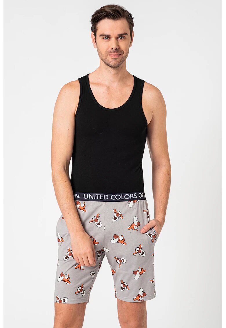 United Colors of Benetton Underwear Top de casa din amestec de bumbac - Negru