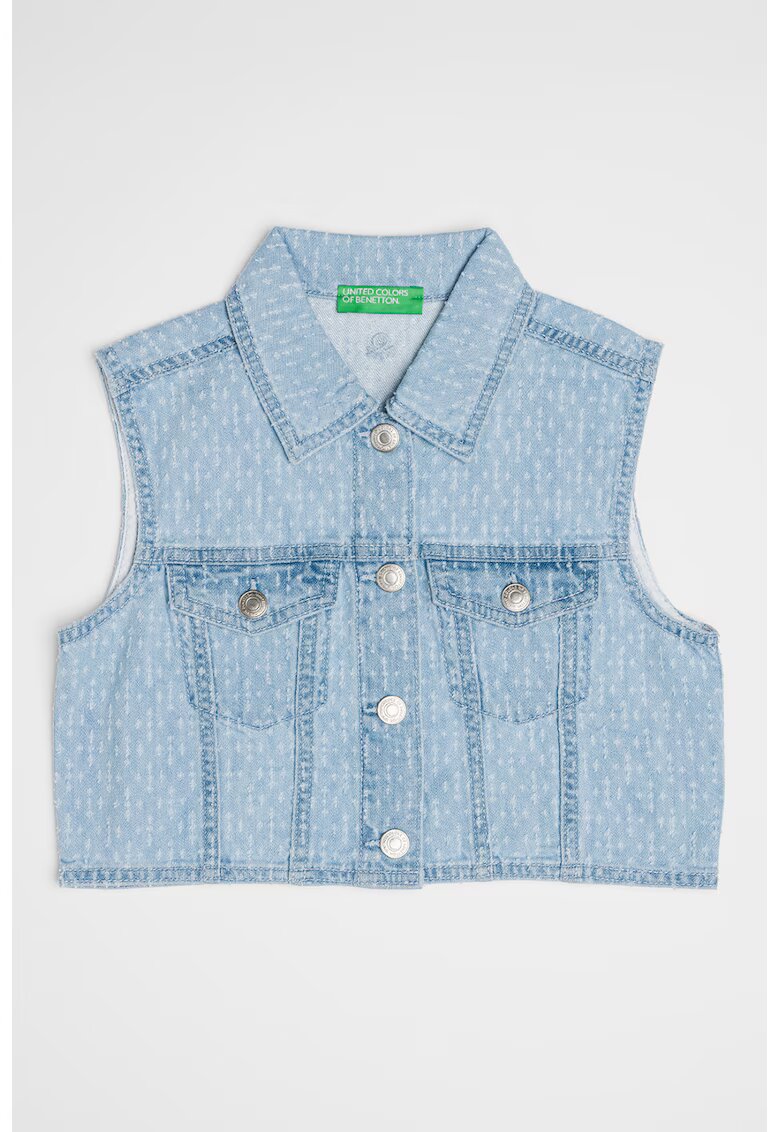 United Colors Of Benetton Vesta crop din denim - Albastru pastel