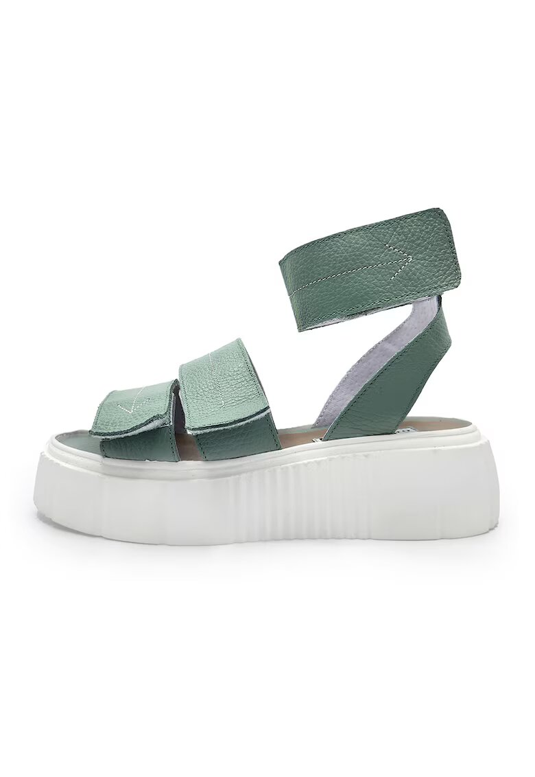unudoitrei Sandale de piele cu platforma - Verde pal
