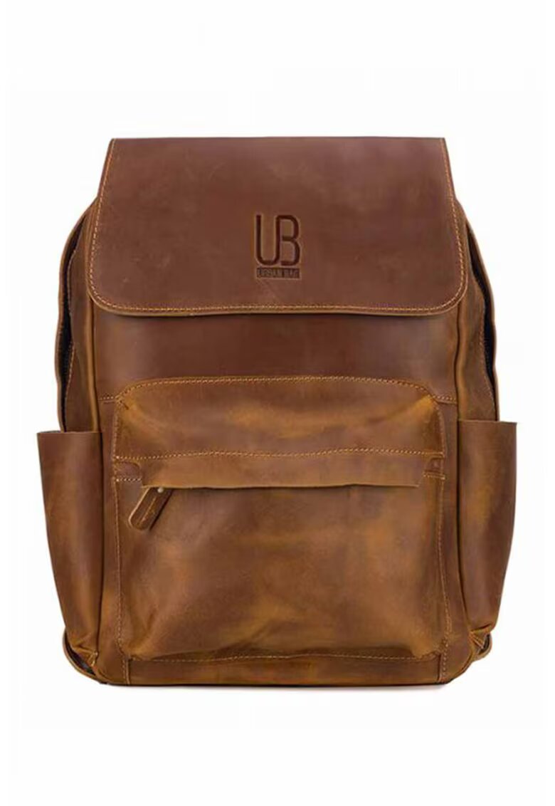 Urban Bag Rucsac unisex din piele cu logo stantat - Caramel