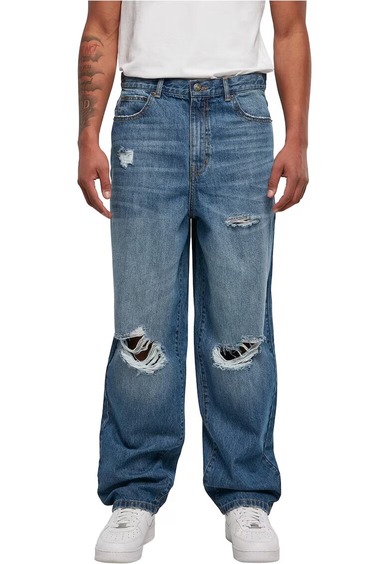 Urban Classics Blugi relaxed fit cu decupaje - Albastru inchis