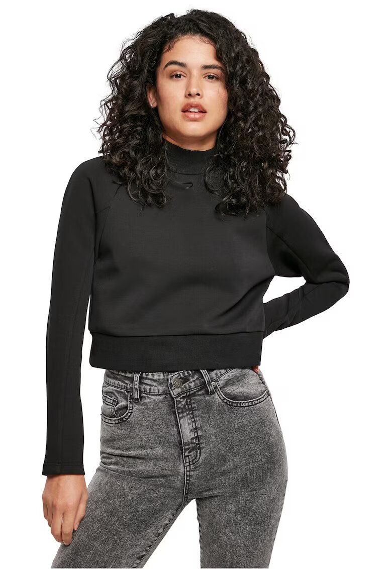 Urban Classics Bluza crop cu guler scurt - Negru