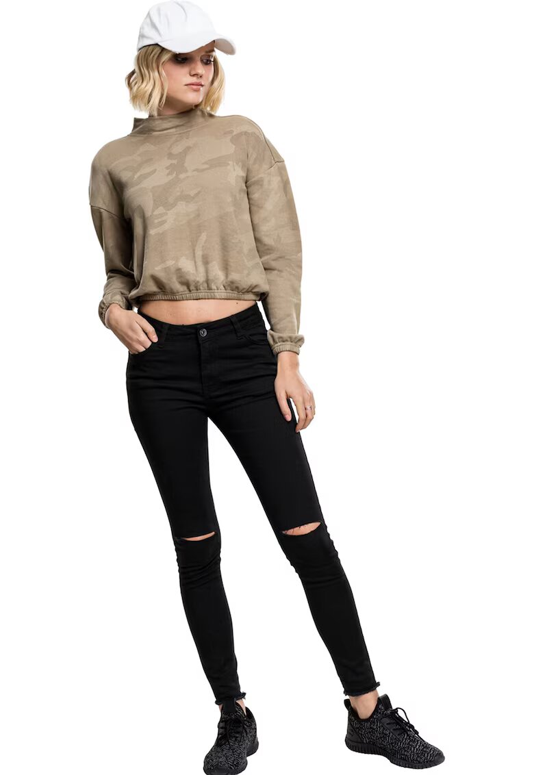 Urban Classics Bluza crop cu imprimeu camuflaj - Maro nisip