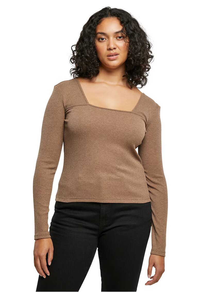 Urban Classics Bluza cu decolteu patrat - Maro