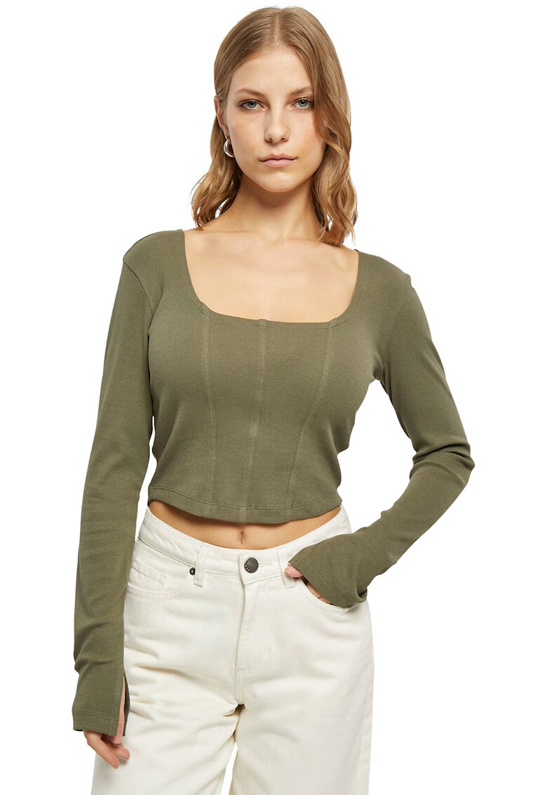 Urban Classics Bluza cu decolteu patrat - Verde masliniu