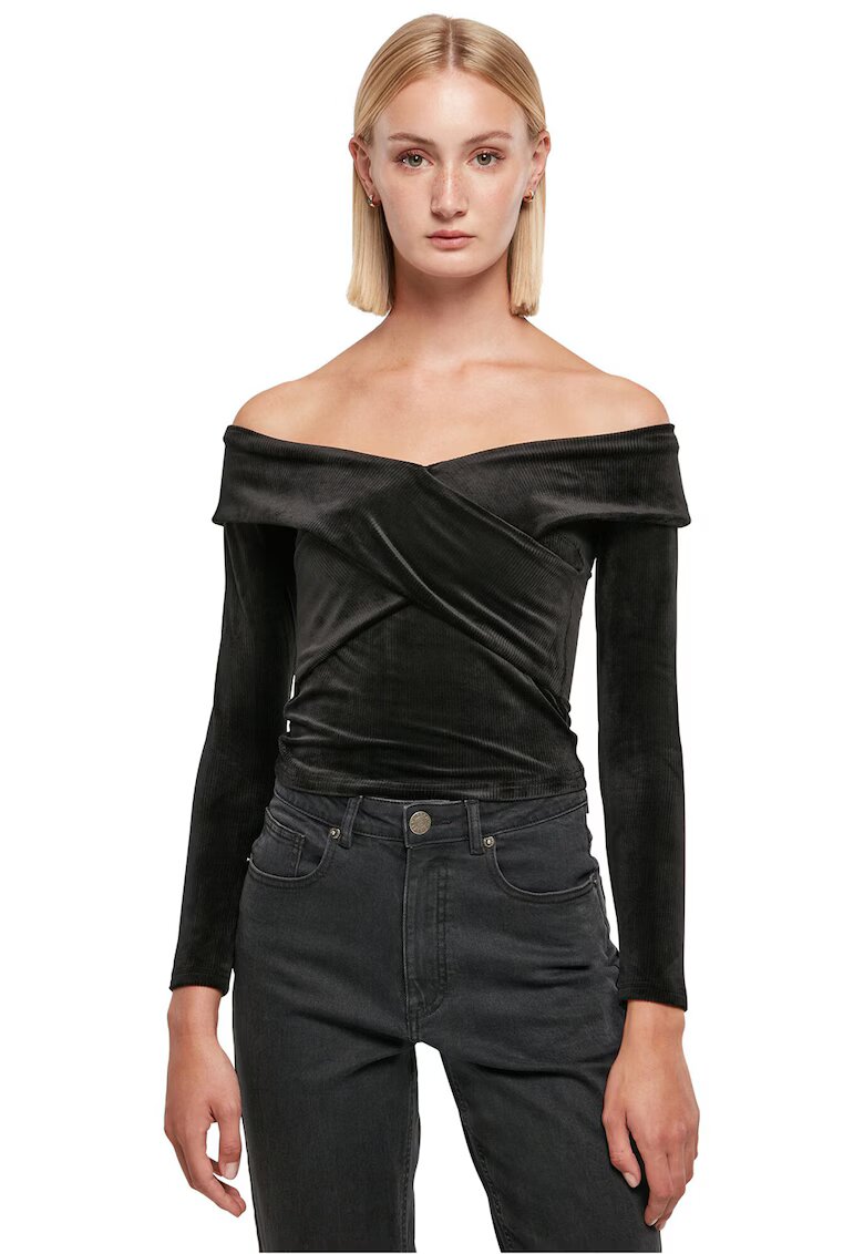 Urban Classics Bluza de catofea cu decolteu pe umeri - Negru
