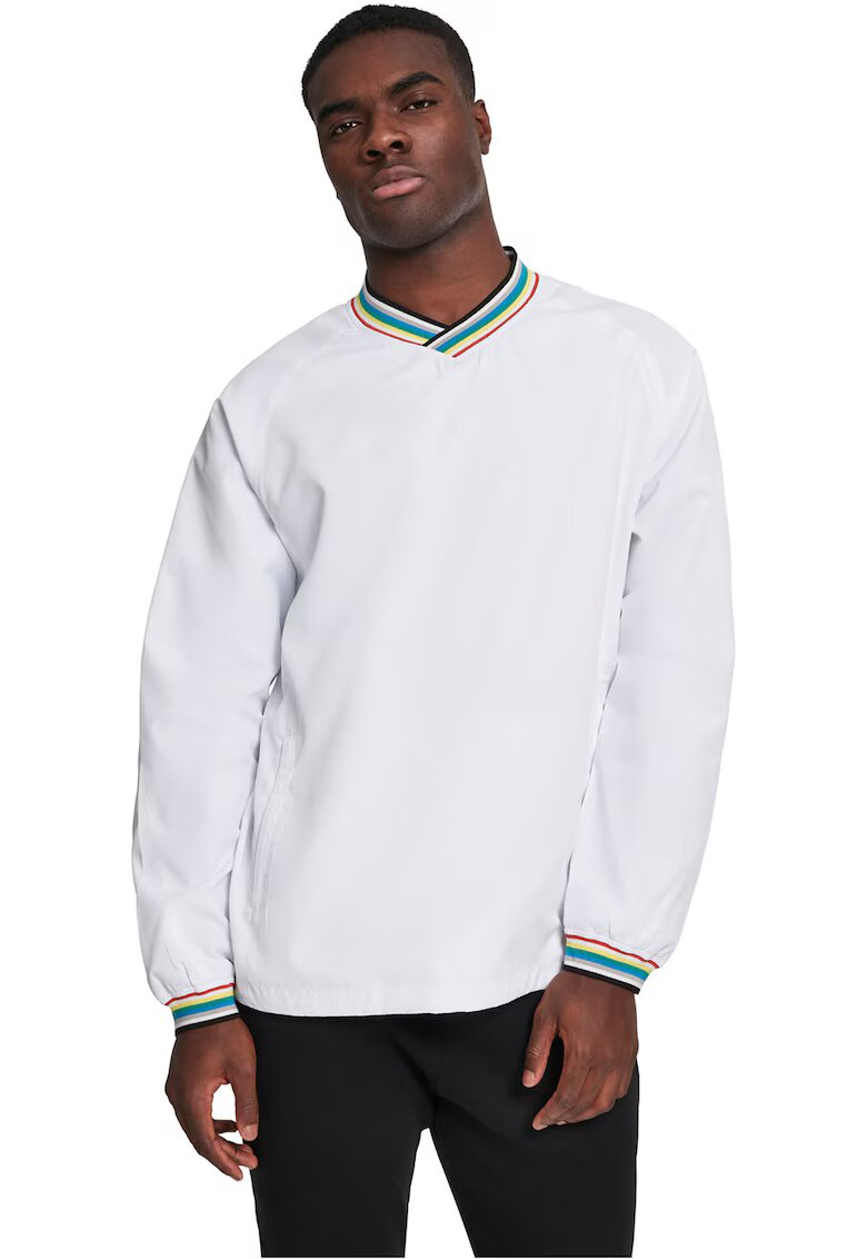 Urban Classics Bluza de trening cu decolteu in V si buzunare laterale - Verde/Alb murdar