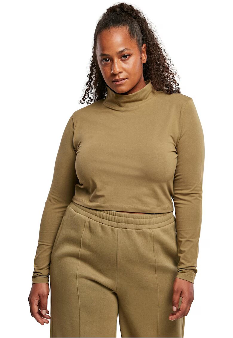 Urban Classics Bluza din amestec de bumbac organic cu guler inalt - Verde masliniu