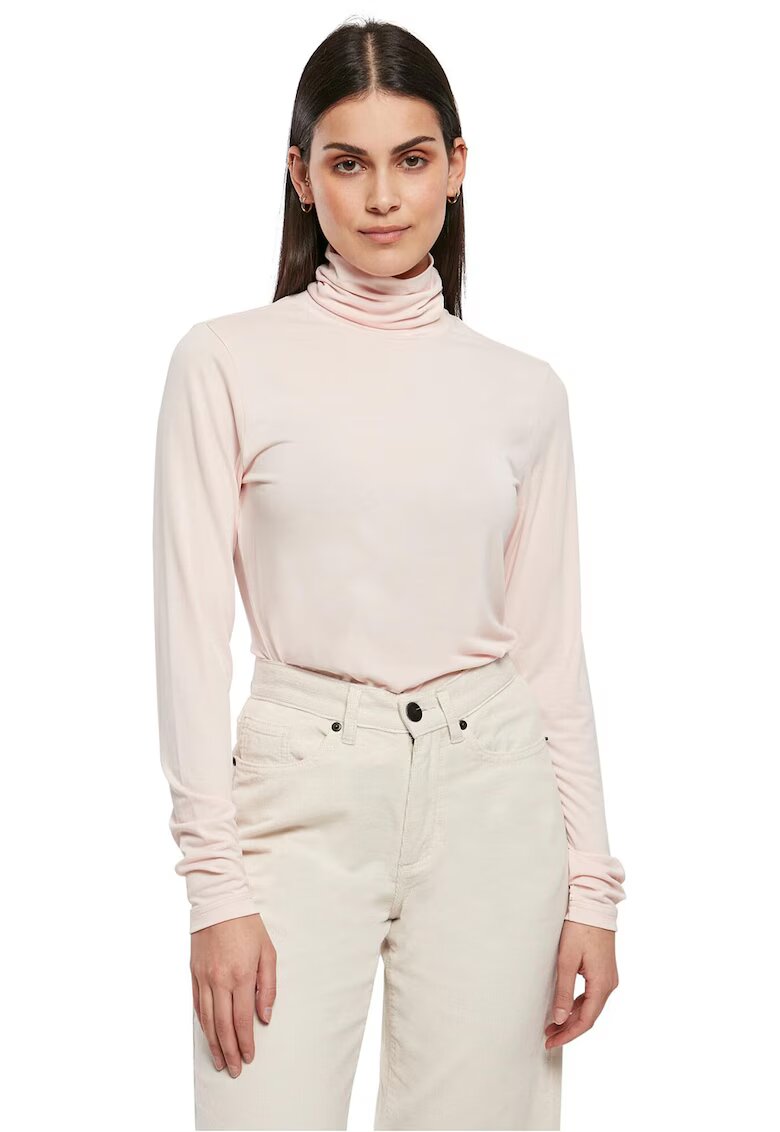 Urban Classics Bluza din amestec de modal cu guler inalt - Roz pal
