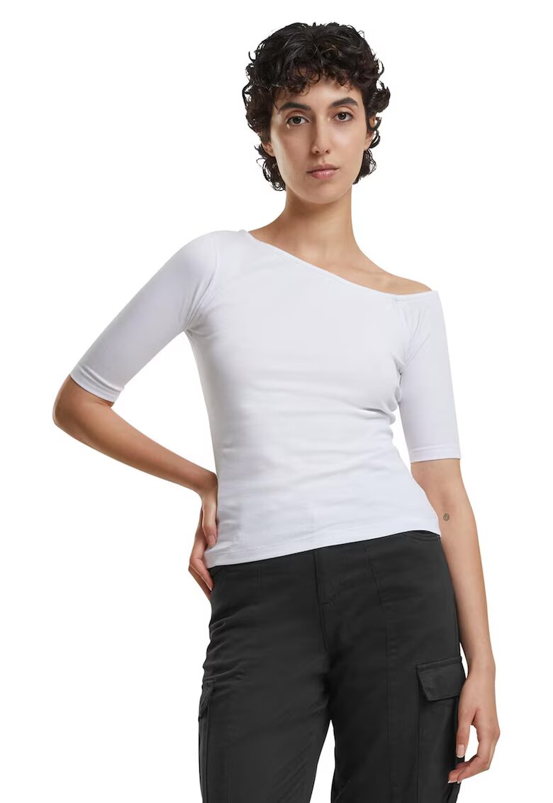 Urban Classics Bluza slim fit cu decolteu asimetric - Alb optic