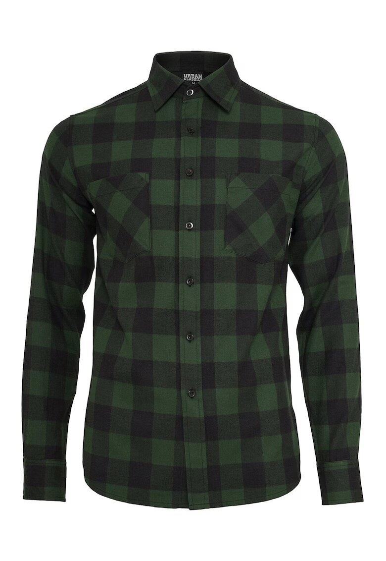 Urban Classics Camasa regular-fit din flanel cu model in carouri - Negru/Verde inchis