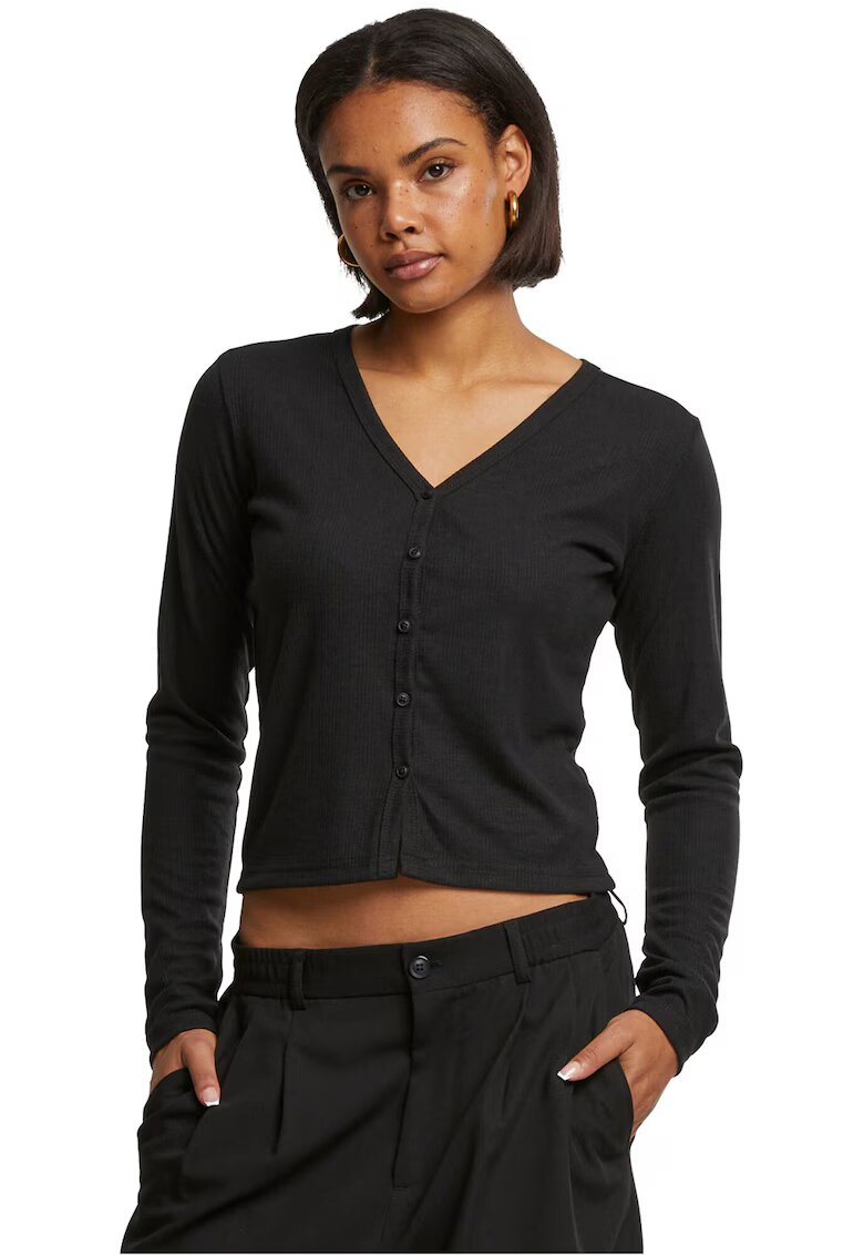 Urban Classics Cardigan ci nasturi si decolteu in V - Negru