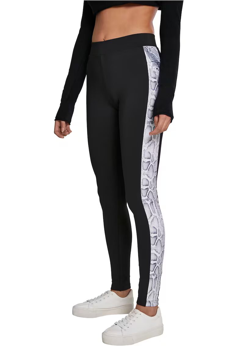 Urban Classics Colanti cu insertii cu imprimeu piele de sarpe - Alb/Negru