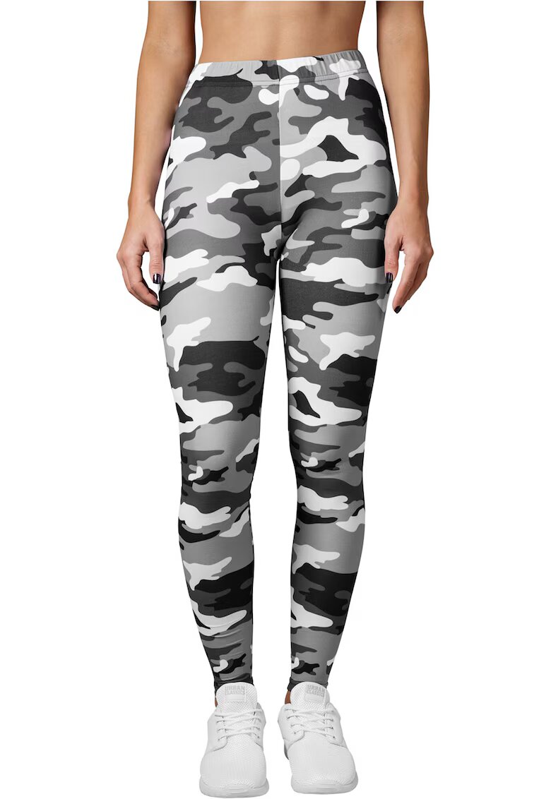 Urban Classics Colanti cu model camuflaj - Alb/Negru/Gri