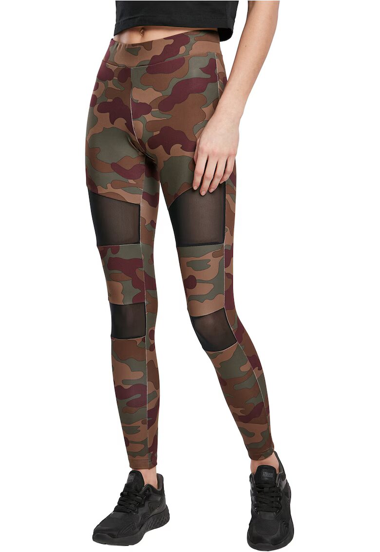 Urban Classics Colanti cu model camuflaj - Rosu inchis/Verde feriga