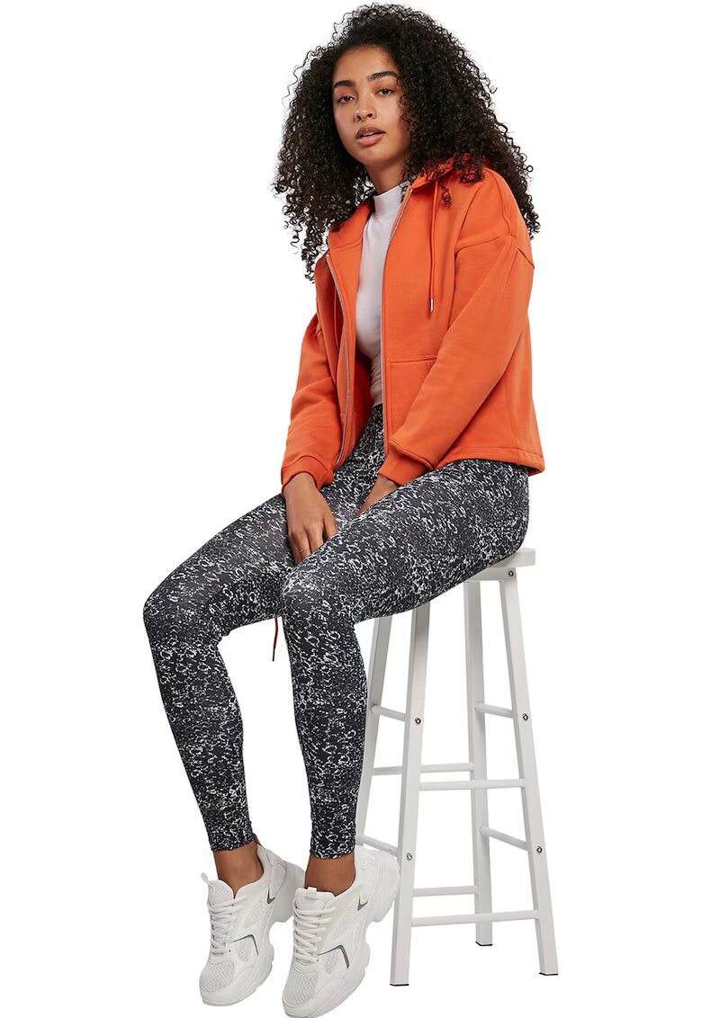 Urban Classics Colanti cu talie inalta si model - Alb/Negru