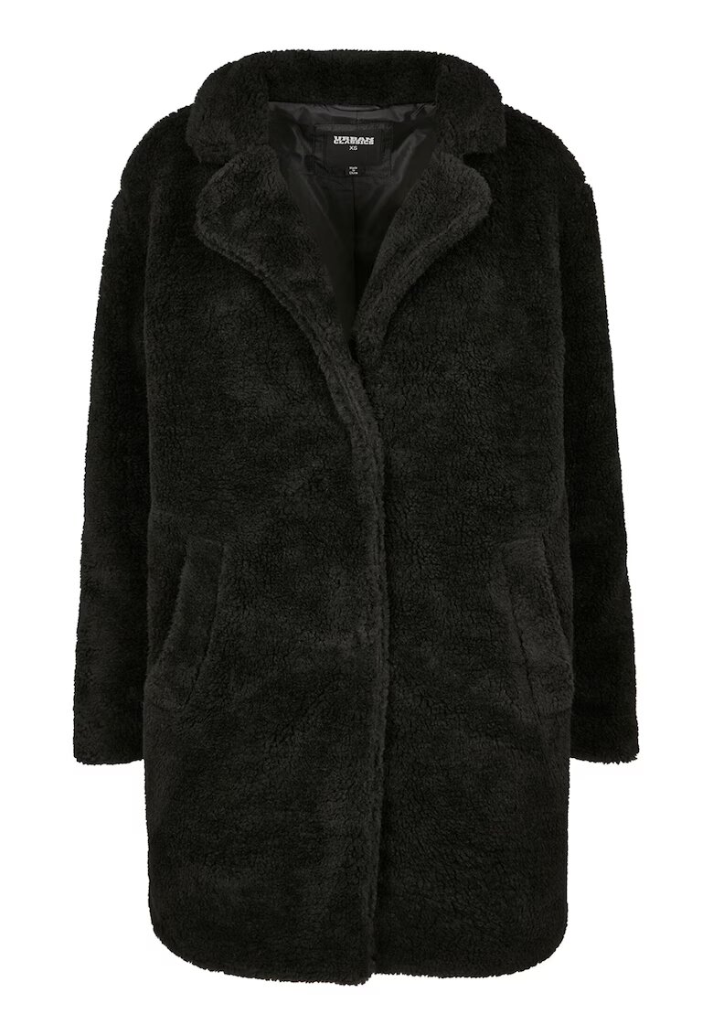Urban Classics Haina supradimensionata din blana sherpa sintetica cu buzunare oblice - Negru