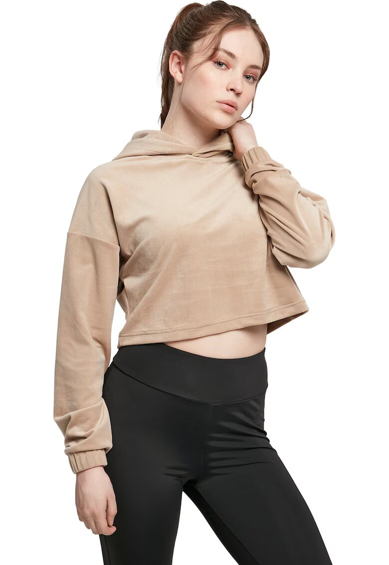 Urban Classics Hanorac crop cu maneci cazute - Maro taupe