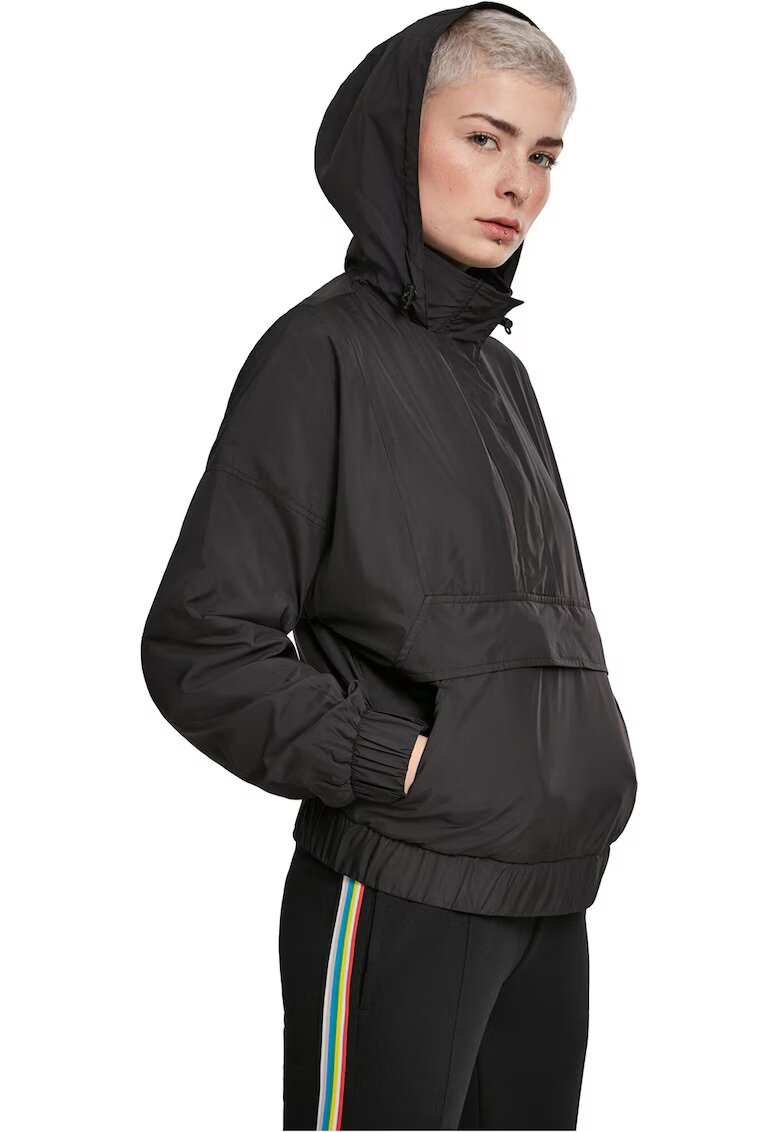 Urban Classics Jacheta cu gluga si fermoar scurt - Negru