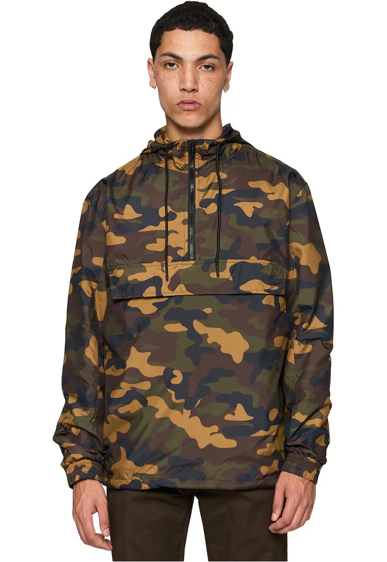 Urban Classics Jacheta cu model si gluga - Galben sofran/Verde feriga