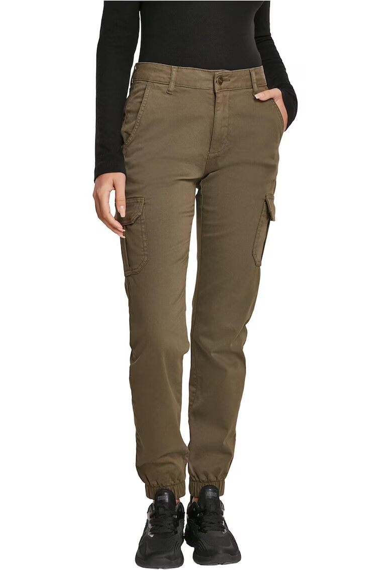 Urban Classics Pantaloni cargo cu talie medie - Verde feriga