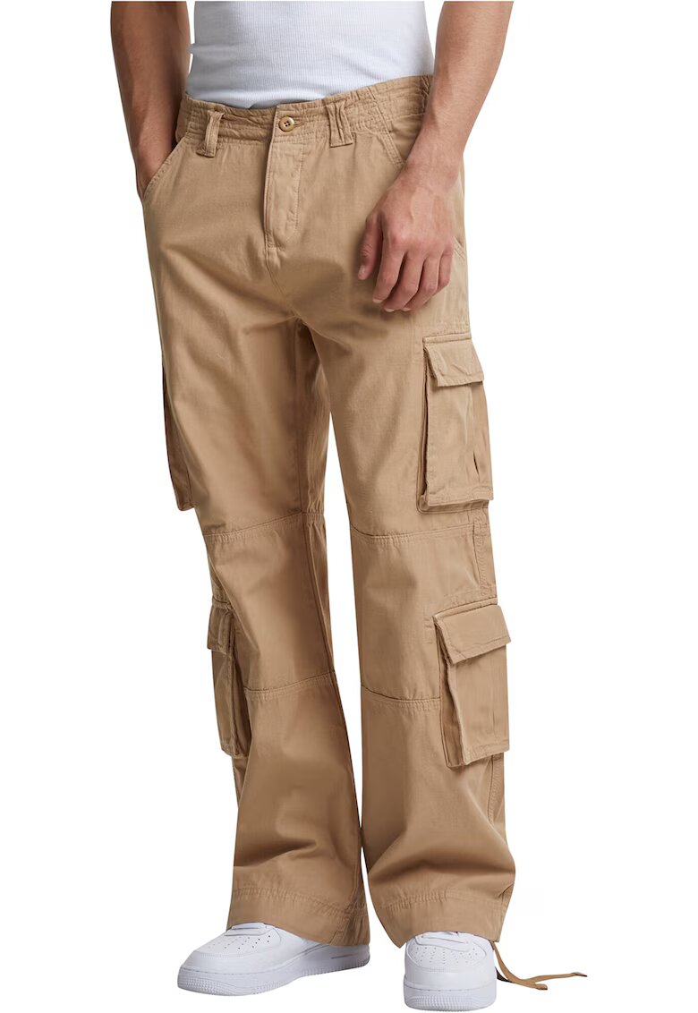 Urban Classics Pantaloni cargo drepti de bumbac - Maro deschis