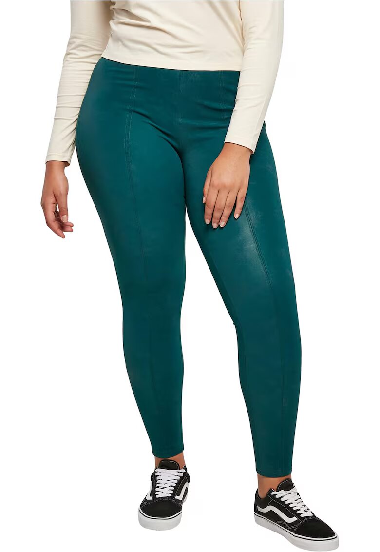 Urban Classics Pantaloni crop super skinny - Albastru petrol