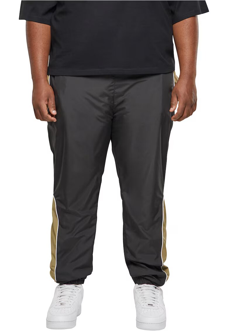 Urban Classics Pantaloni sport cu segmente contrastante - Negru/Verde masliniu