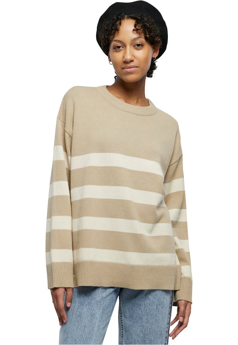 Urban Classics Pulover in dungi cu maneci cazute - Alb fildes/Maro camel