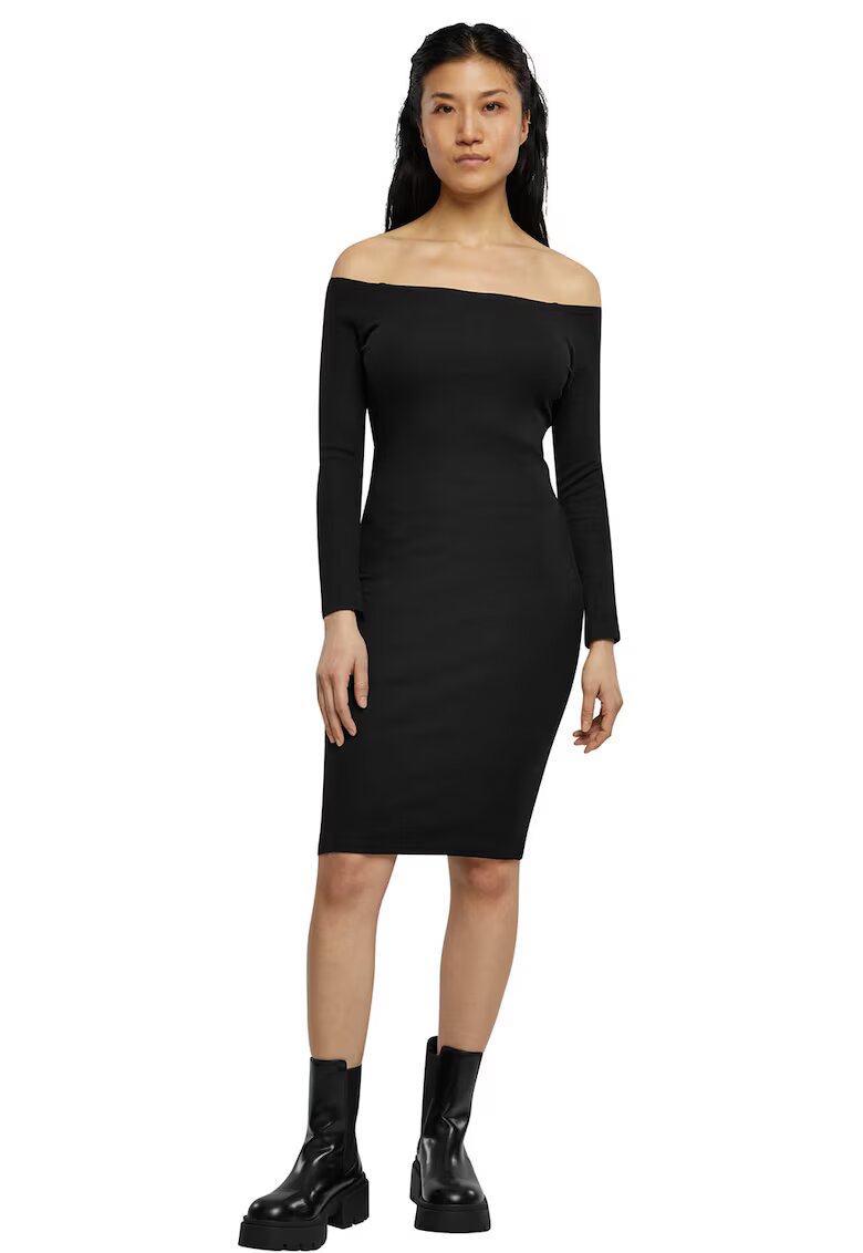 Urban Classics Rochie bodycon cu decolteu pe umar - Negru