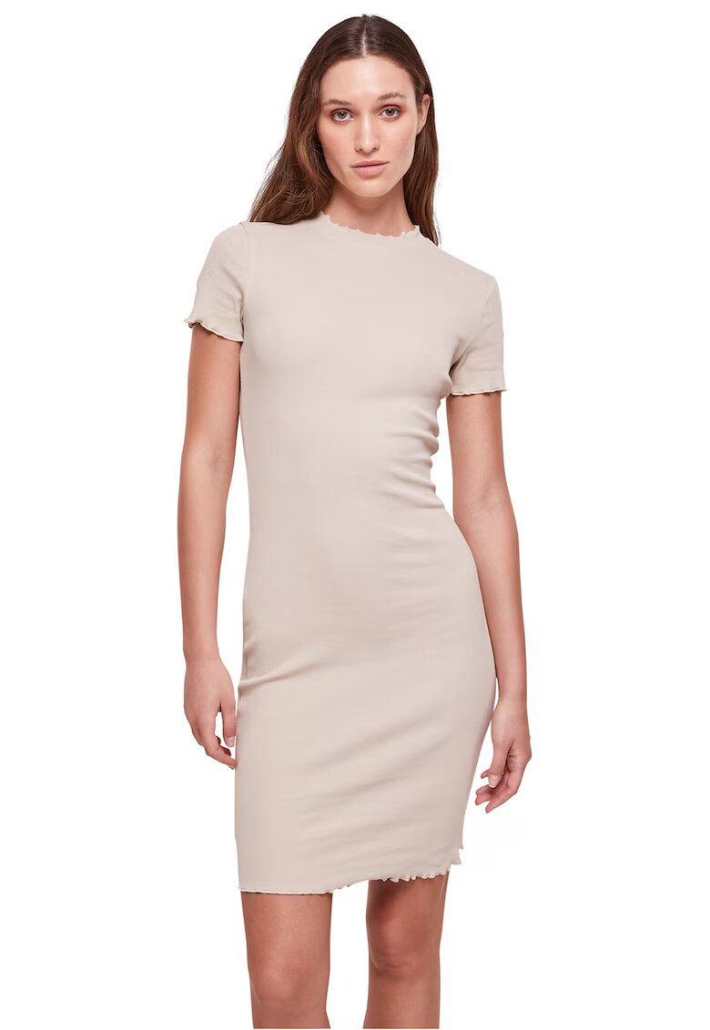 Urban Classics Rochie cambrata cu margini valurite - Crem
