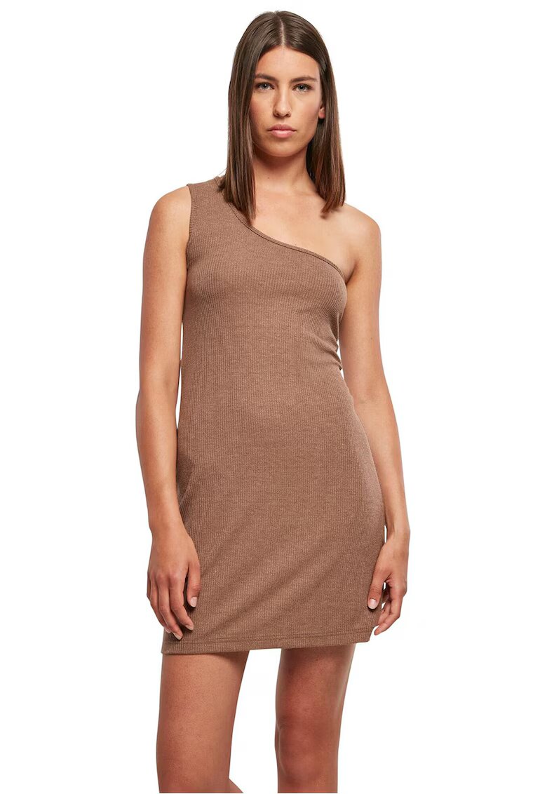 Urban Classics Rochie striata cu decolteu pe un umar - Kaki