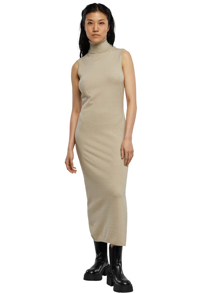 Urban Classics Rochie tricotata cu guler inalt - Gri deschis