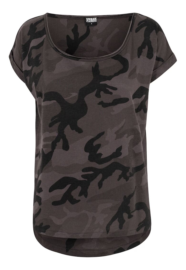 Urban Classics Tricou cu imprimeu camuflaj - Negru/Grej