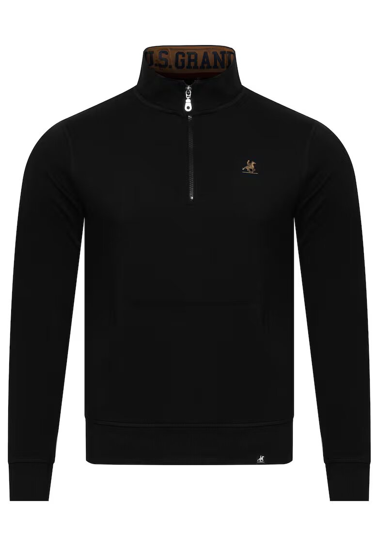 US GRAND POLO EQUIPMENT  APPAREL Hanorac barbati - cu fermoar pe jumatate - negru -