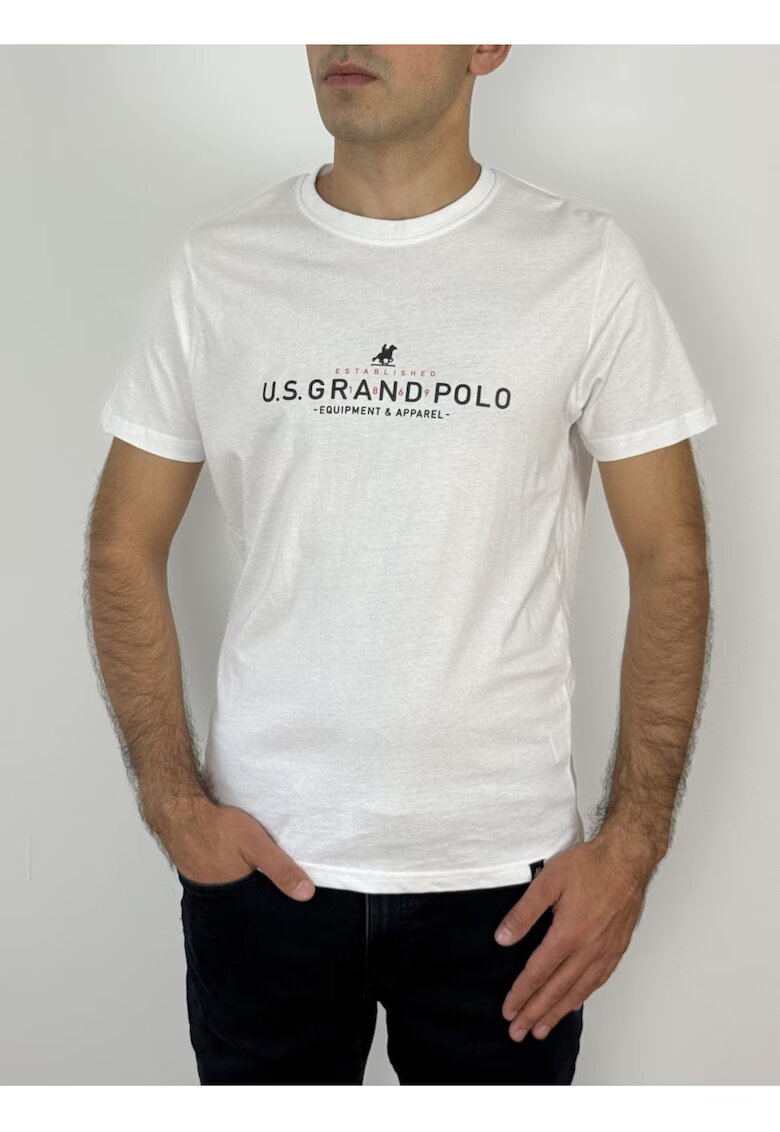 US GRAND POLO EQUIPMENT  APPAREL U.S. Grand POLO Tricou barbati cu imprimeu text - Regular fit - Alb