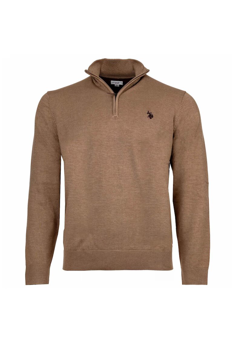 US Polo Assn Bluza de trening cu guler inalt - Bej