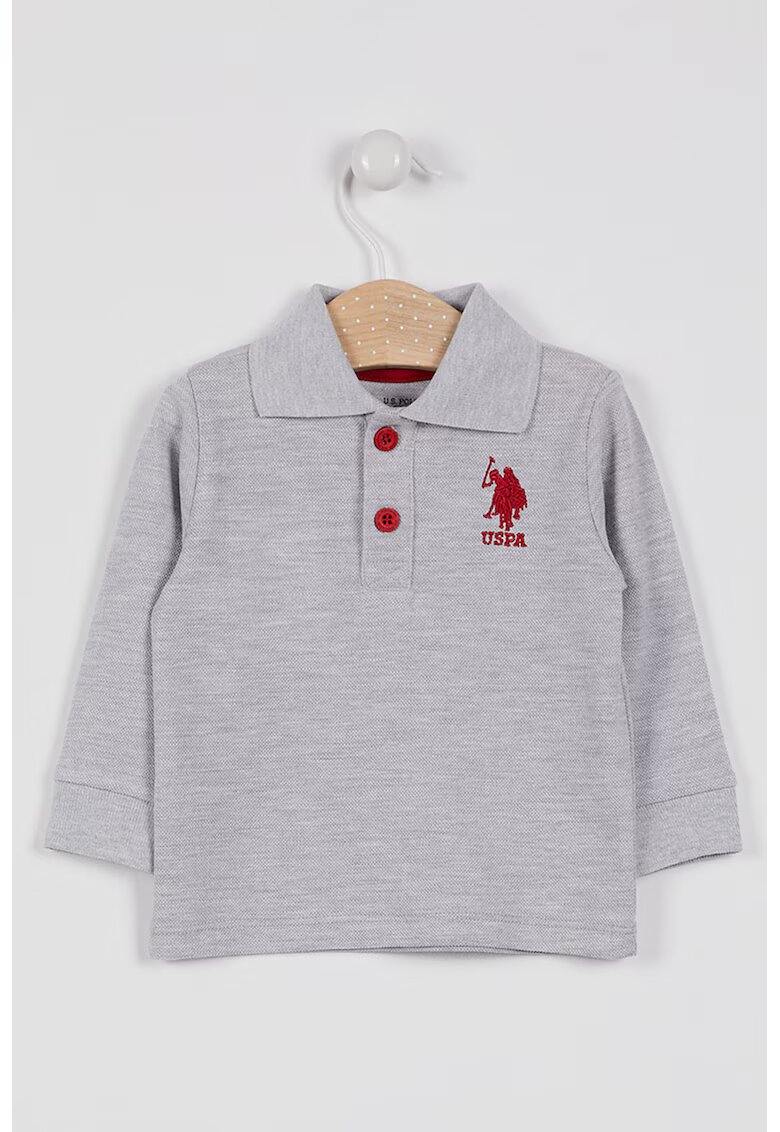 US Polo Assn Bluza polo cu logo - Gri melange