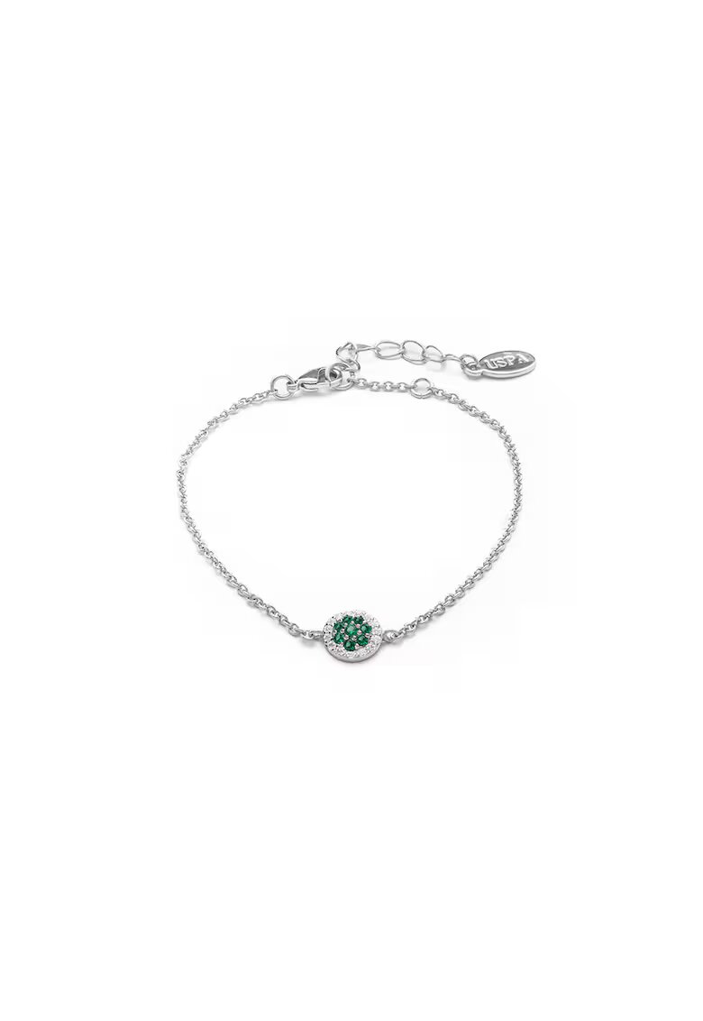 US Polo Assn Bratara cu zirconia - Verde/Argintiu