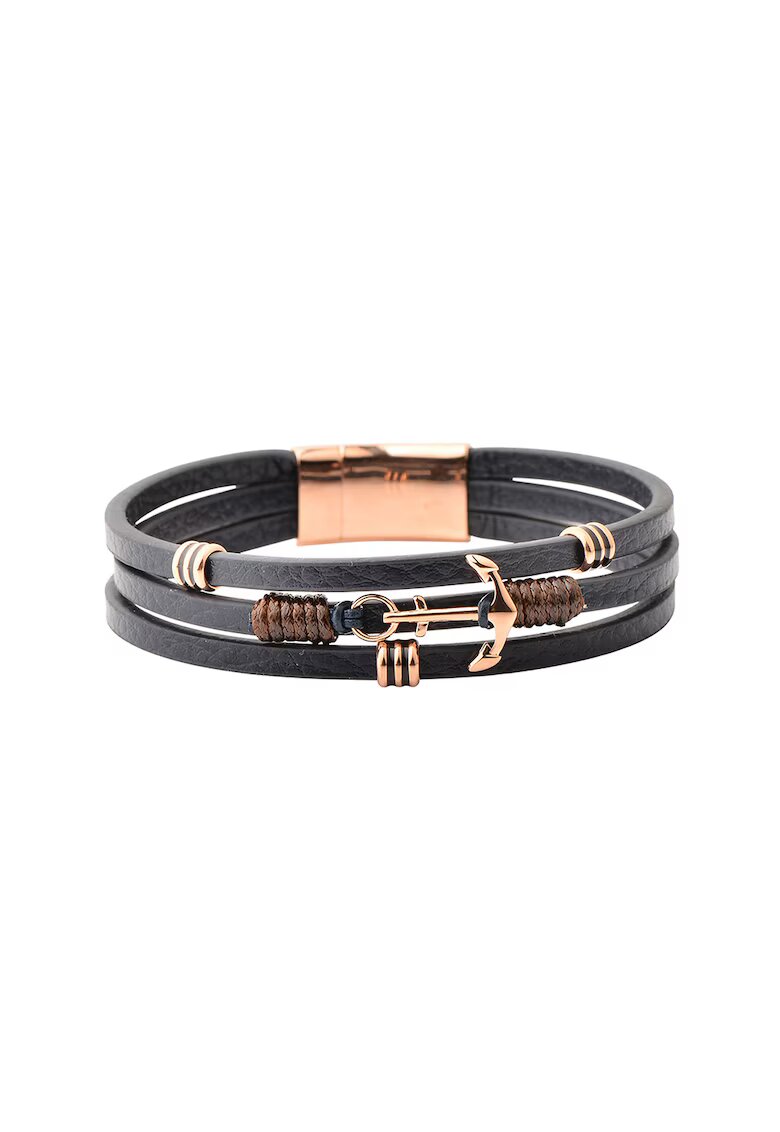 US Polo Assn Bratara de piele cu elemente metalice - Auriu/Gri/Gri cenusiu/Auriu rose