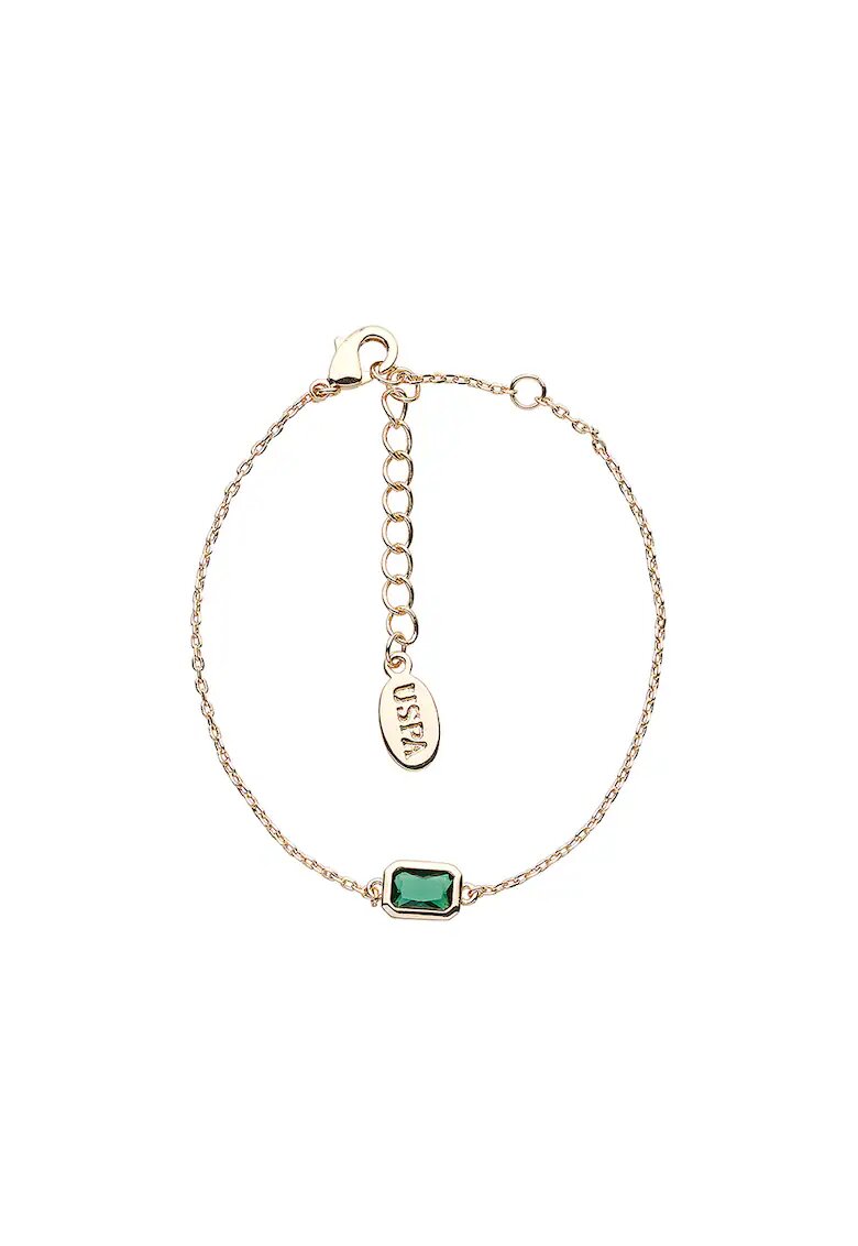 US Polo Assn Bratara decorata cu zirconia - Auriu/Verde aquamarin