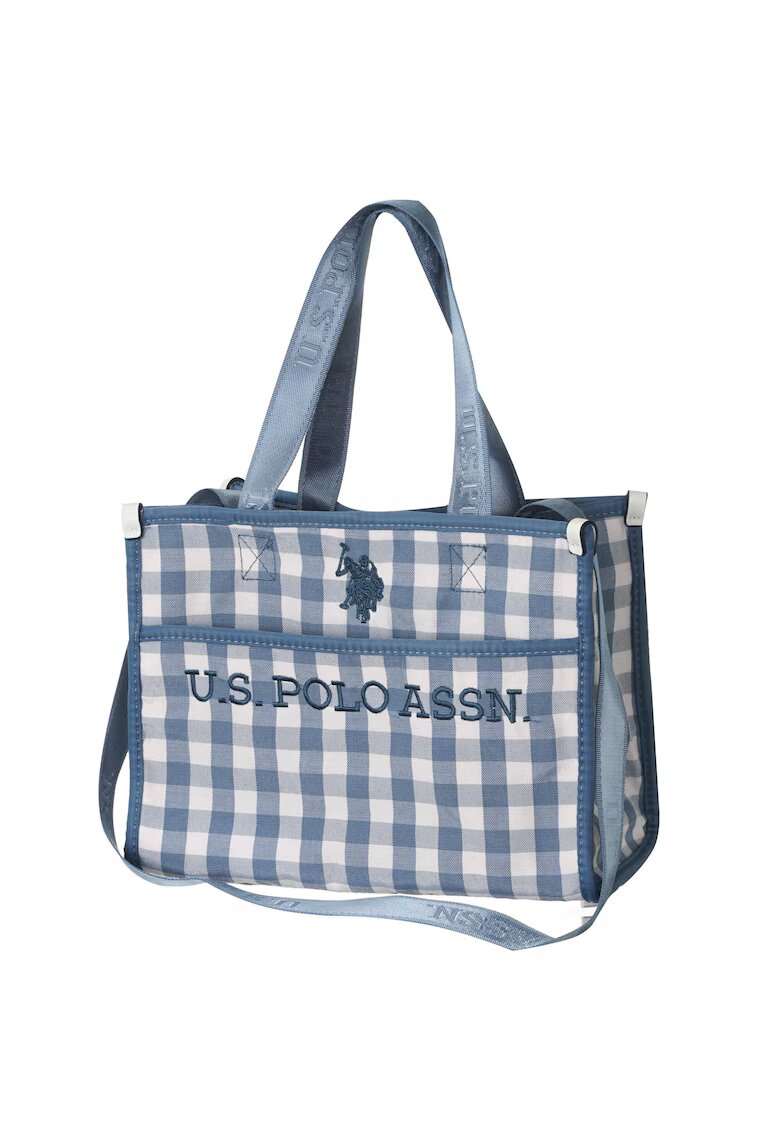 US Polo Assn Geanta de plaja mica albastra si alba - 20x27 -5x10 -5cm